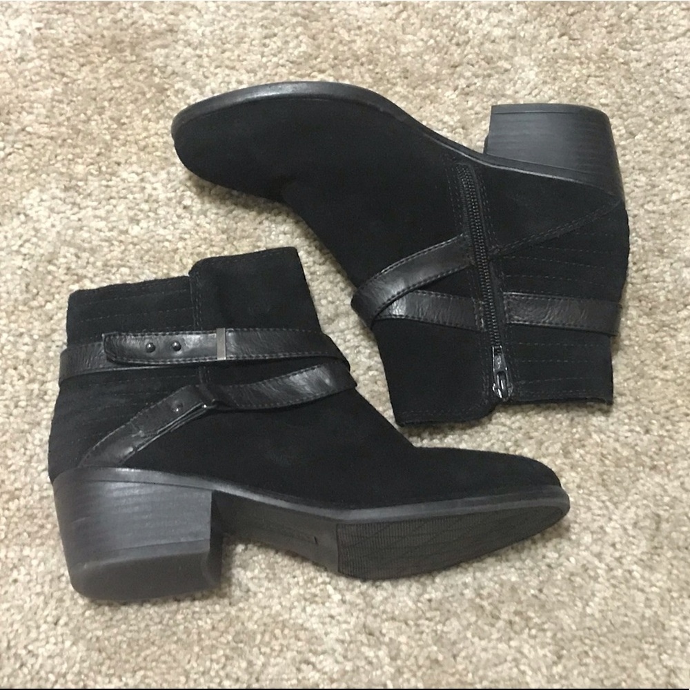 Black Suede Ankle Heel Boots